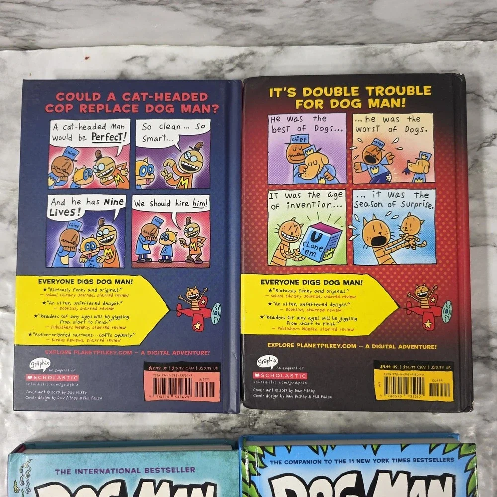 Dog Man Books Lot of 6 Hardcover Dav Pilkey Graphic Novels Pre-Owned Scholastic